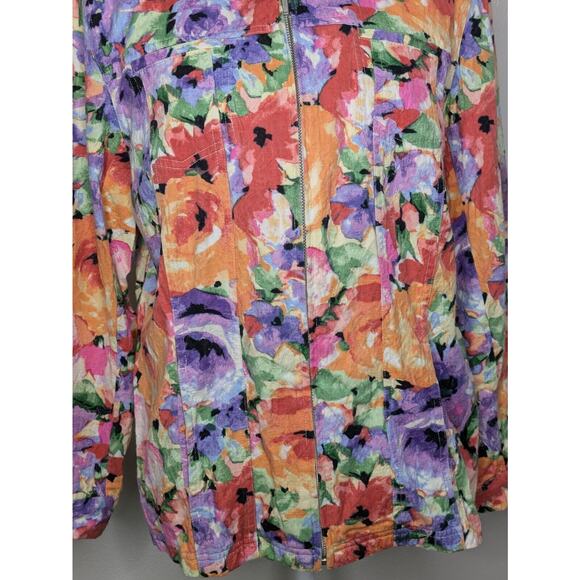 Drapers & Damons Floral Stretch Long Sleeve Collared Jacket Blazer, Womens Large - Picture 8 of 11